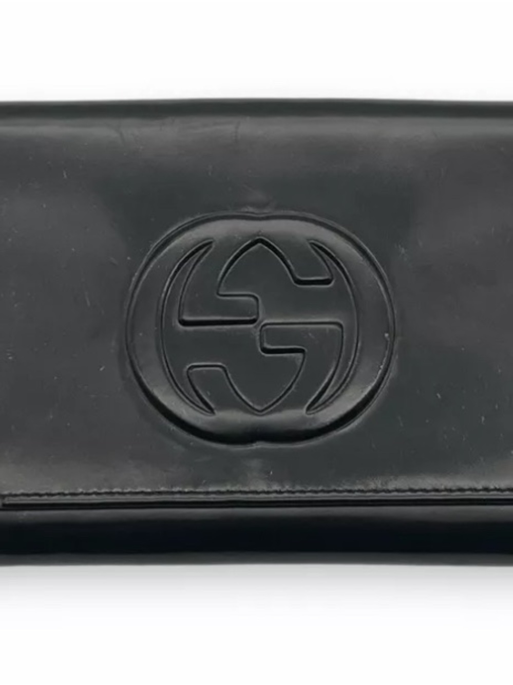 Gucci Black Embossed Double G Leather Continental Wallet